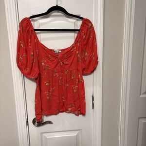 AE floral red babydoll top
